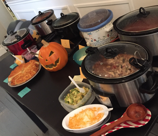 crockpots full of food