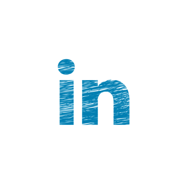 "in" of LinkedIn logo in blue centered against a white background