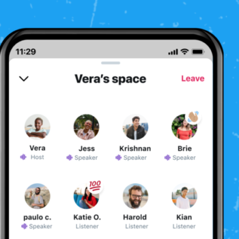 Phone displaying the home page of Twitter Spaces