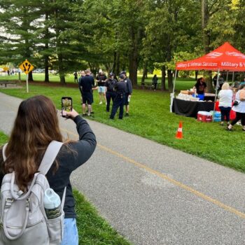 Scooter Media team member doing social media work at a live event for client Easterseals Redwood