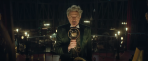 A screenshot of Jeff Goldblum as the Wizard of Oz from the Official Trailer 2 for the Wicked movie