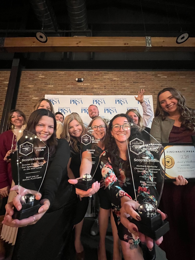 The Scooter Media team celebrating with their 2024 Blacksmith Awards.